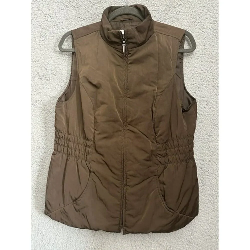 Womans Petite P/M Outdoor Vest Double Zip Faux Fur Inside Zip Charter Club